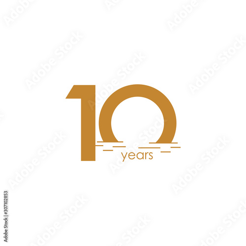 10 Years Anniversary Celebration Sunset Vector Template Design Illustration