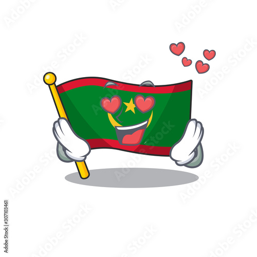 falling In love Happy cute flag mauritania cartoon design