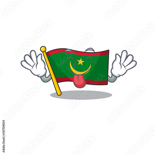 Super cute flag mauritania cartoon design with Tongue out