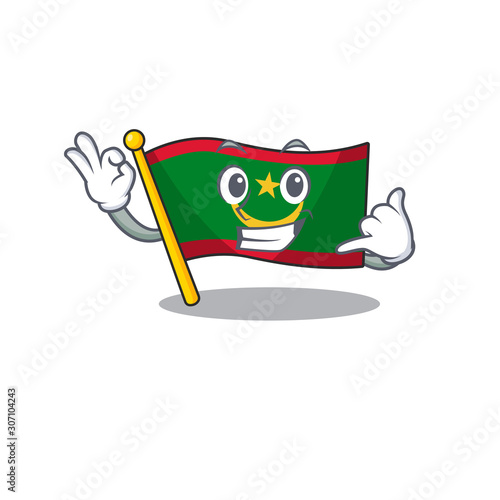 Call me cute flag mauritania mascot cartoon style