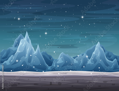 Iceberg landscape on winter season with snowfall