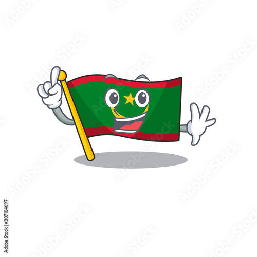 Finger flag mauritania in mascot cartoon character style