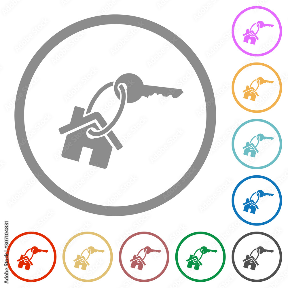 House key flat icons with outlines House key flat icons with outlines