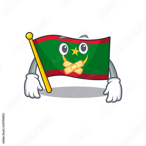 Flag mauritania mascot cartoon character style making silent gesture