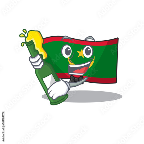 Cool flag mauritania with beer mascot cartoon style