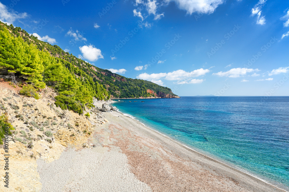 The beach Velanio of Skopelos, Greece