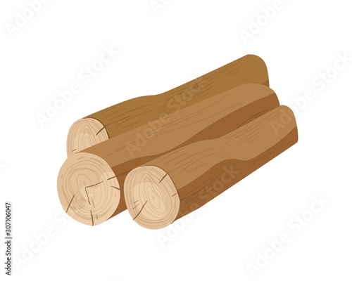 Brown tree trunks flat vector illustration