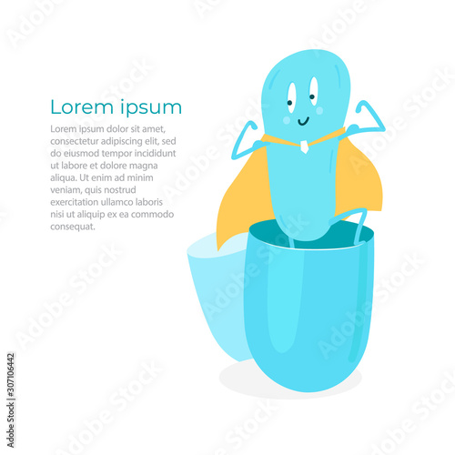 Useful probiotics in the capsule. Vector illustration.
