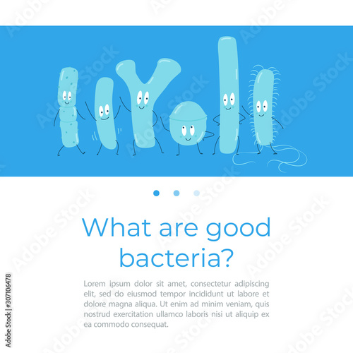 Types of useful probiotics. Vector illustration, website template.