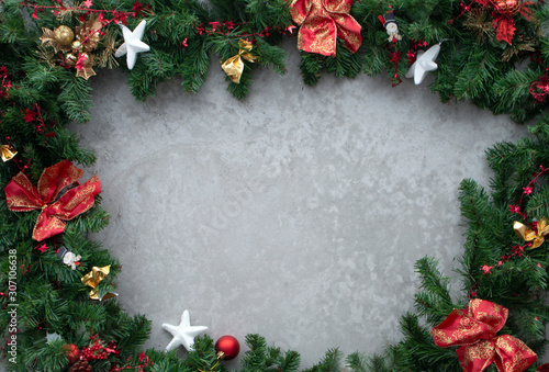 background christmas frame red gold tree 