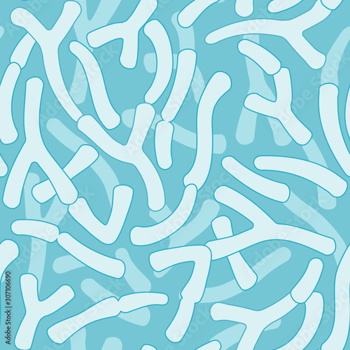Seamless vector pattern with Bifidobacterium bacteria.