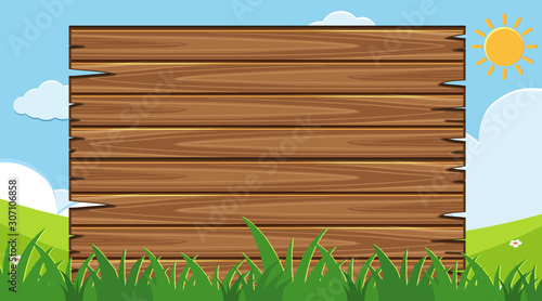 Wooden board with park for background