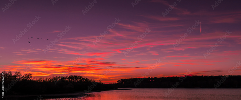 sunset over the lake