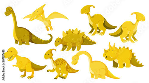 Large set of different types of dinosaurs