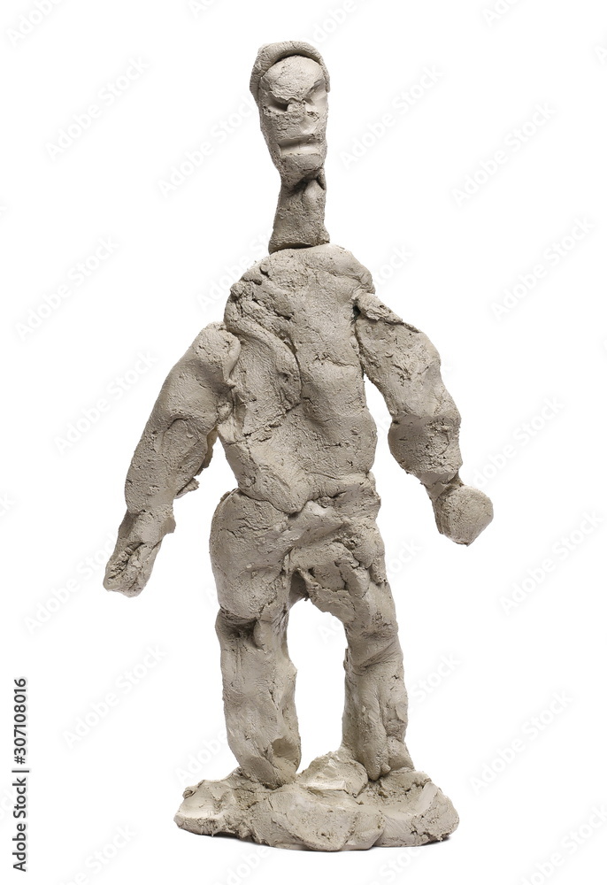 Grey modelling clay figure of human, sculpture isolated on white background Grey modelling clay figure of human, sculpture isolated on white background