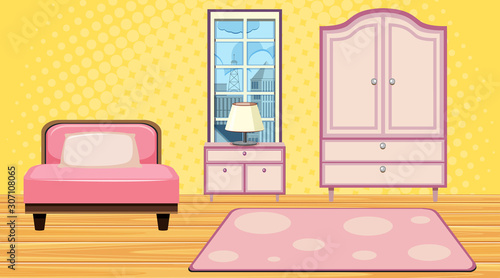 Room with pink bed and closet
