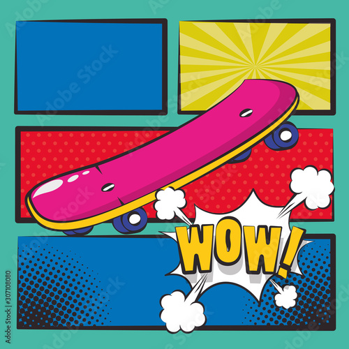 poster pop art style with skateboard