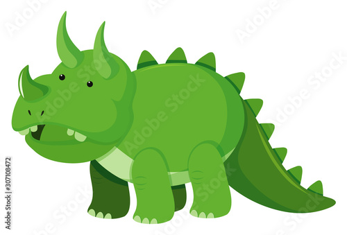 Single picture of triceratops in green color