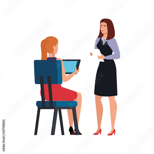 business women talking isolated icon vector illustration design