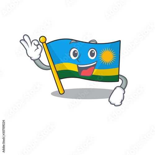 Sweet flag rwanda cartoon character making an Okay gesture