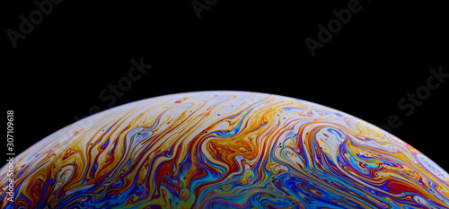 abstract soap bubble on a black background
