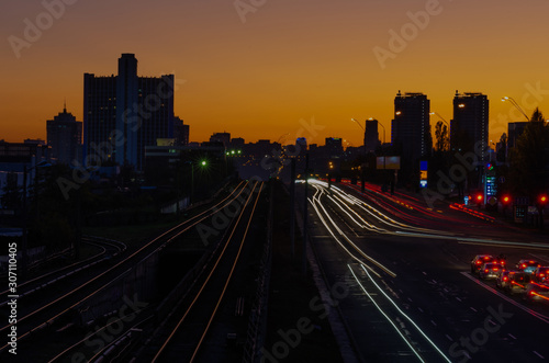 Twilight over the metropolis. Panorama.