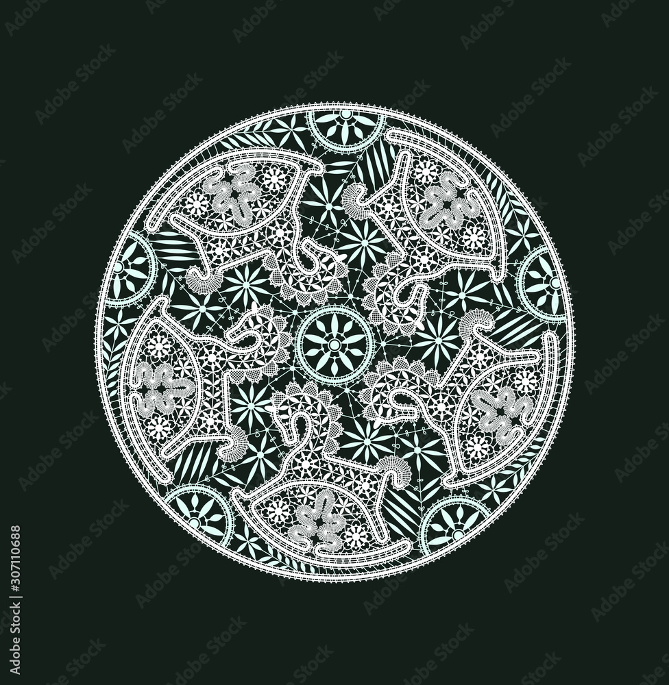 White Lace Vector Clip Arts. New Year Background.