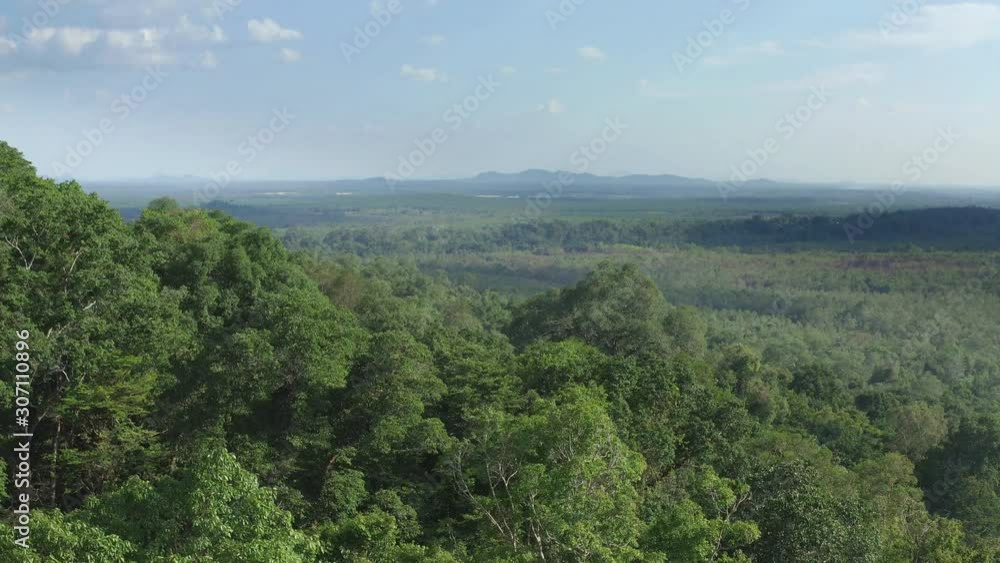 Aerial view of the expansive forest greenery at Peramun Hill at Belitung Island, Indonesia Aerial view of the expansive forest greenery at Peramun Hill at Belitung Island, Indonesia