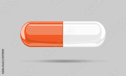 Capsule pill mock up hand drawn cartoon style. Flat and solid color vector illustration.