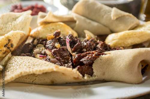 Tibs and injera, Addis Ababa, Ethiopia