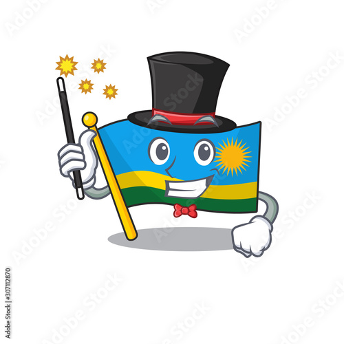 Cartoon character design of flag rwanda Magician style