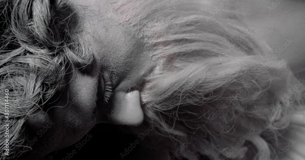Close up of a living statue of Zeus, ancient greek god, black and white, 4k Close up of a living statue of Zeus, ancient greek god, black and white, 4k