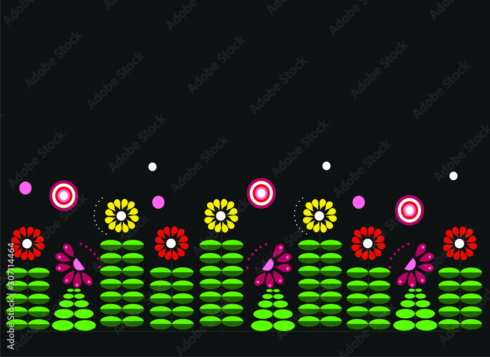 Naklejka premium abstract colored flowers on a shaped background, vector illustration