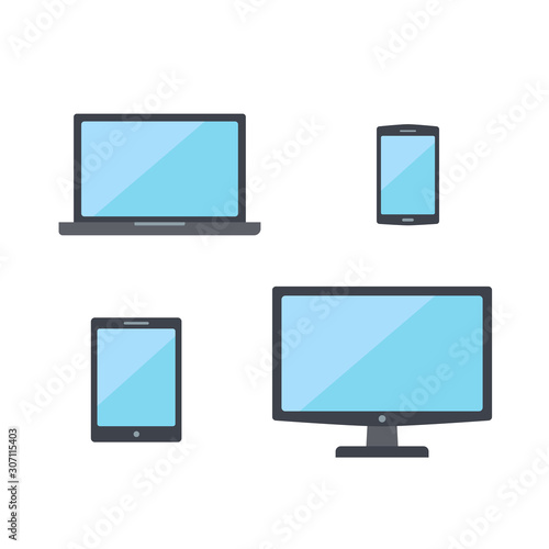 Gadgets flat icons vector set isolated on white