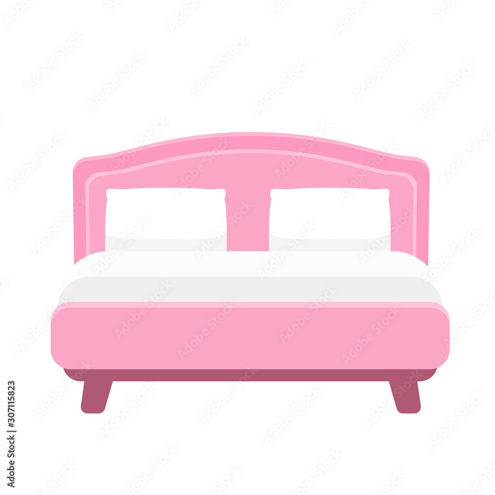 Double bed in flat style vector illustration