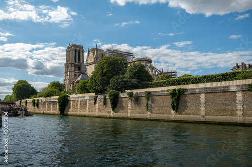 Notre Dame de paris cathedral from the Seine