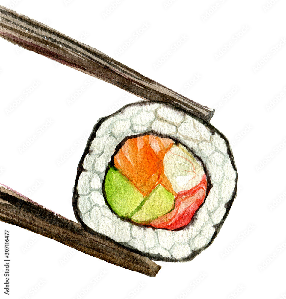 Sushi Roll Drawing