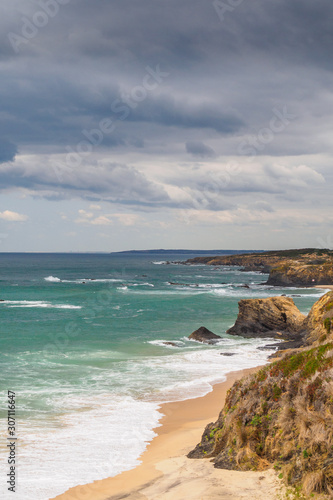 Coastline with cliff and beach, Alentejo, Portugal