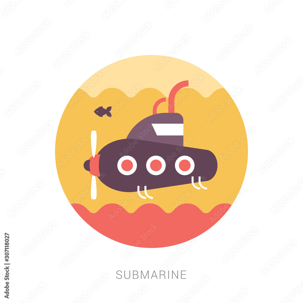 Fototapeta premium Submarine icon. flat illustration of submarine vector icon.