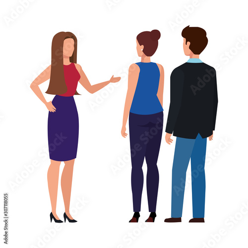 business people meeting avatar character vector illustration design