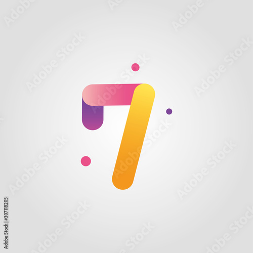 Vector number seven logo design template with gradient color