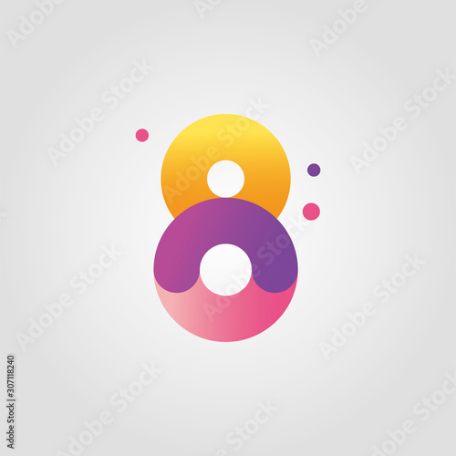 Vector number eight logo design template with gradient color
