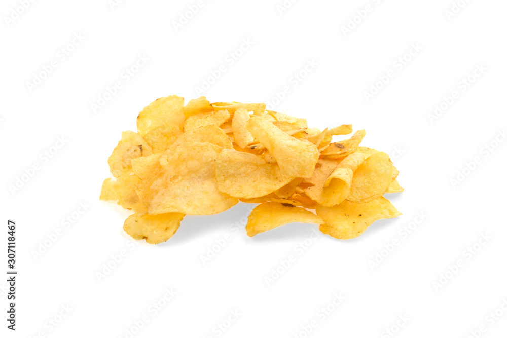 potato chips on a white background isolated potato chips on a white background isolated