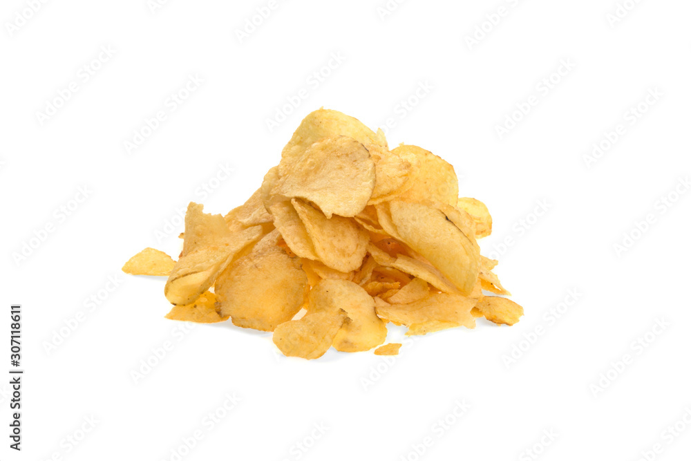 potato chips on a white background isolated potato chips on a white background isolated