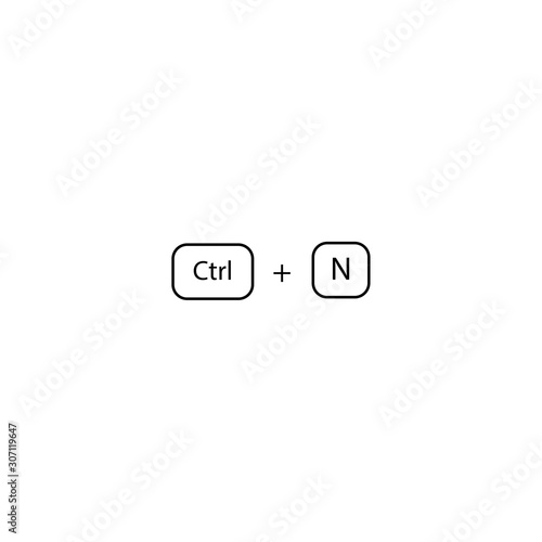 Keyboard shortcut Ctrl + N sign. opens a new document sign