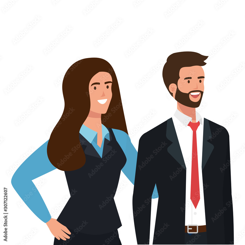 business couple elegant avatar character vector illustration design business couple elegant avatar character vector illustration design