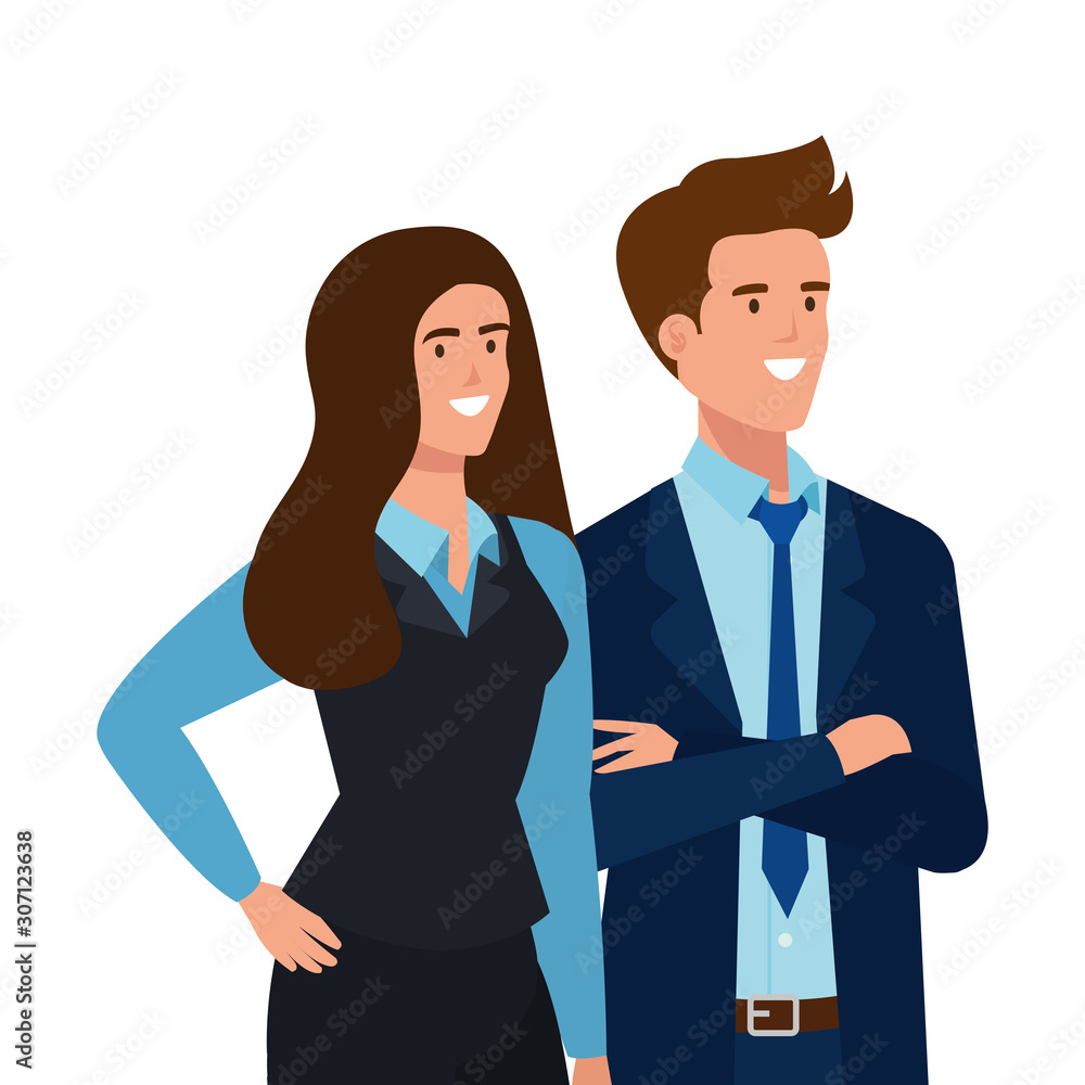 business couple elegant avatar character vector illustration design business couple elegant avatar character vector illustration design