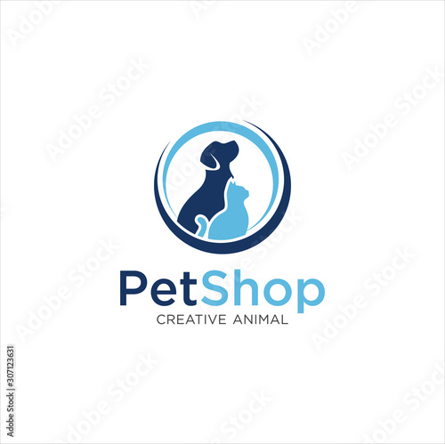 Pet Shop Logo . Pet logo design . Dog cat logo . Animal Pet Care Logo . Vet logo, Pet Store . Pet Health Logo