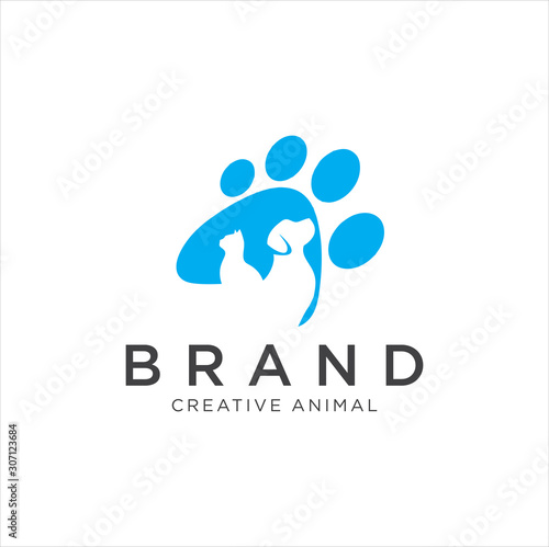 Pet Shop Logo . Pet logo design . Dog cat logo . Animal Pet Care Logo . Vet logo, Pet Store . Pet Health Logo