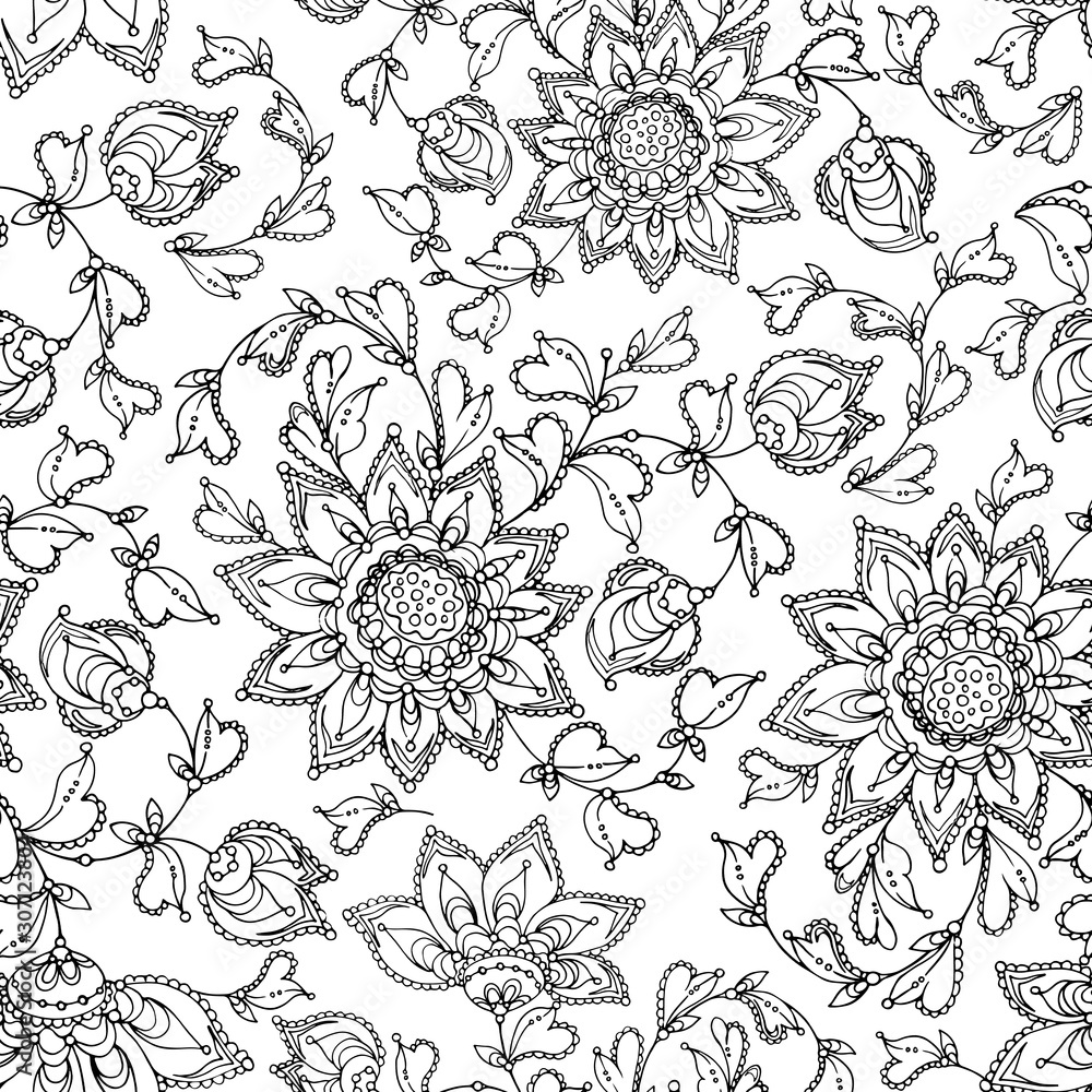 Fototapeta premium Beautiful seamless floral ornament